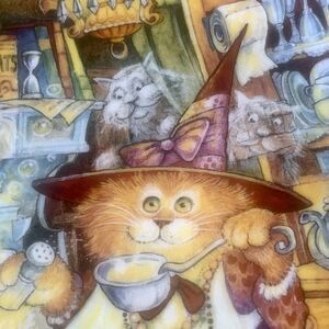 Franklin Mint Halloween Cats Plate Wall Decor Scaredy Kitchen Witch Owls Pumpkin